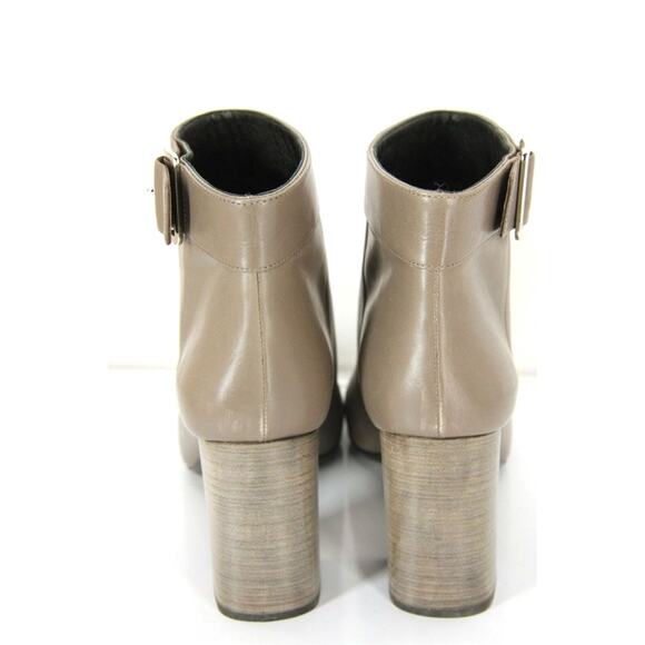 Prada Grey Block Heel Ankle Short Booties Size 39 Buckle Top High NIB $950 - Picture 5 of 10